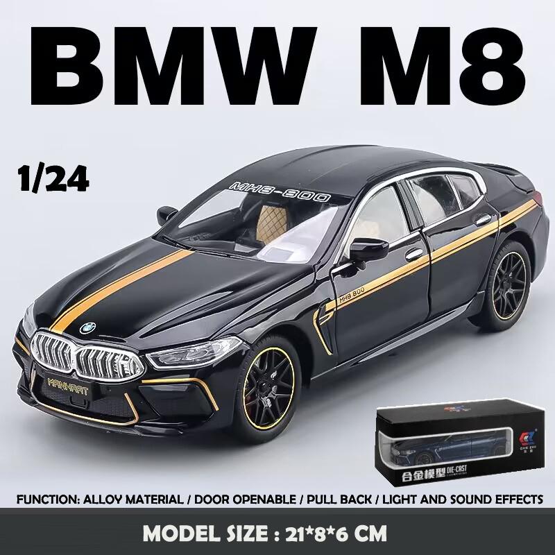1:24 M8 Supercar Alloy Car Model Sound and Light Pull Back Die Cast Children's Toy Collectibles Birthday Gift
