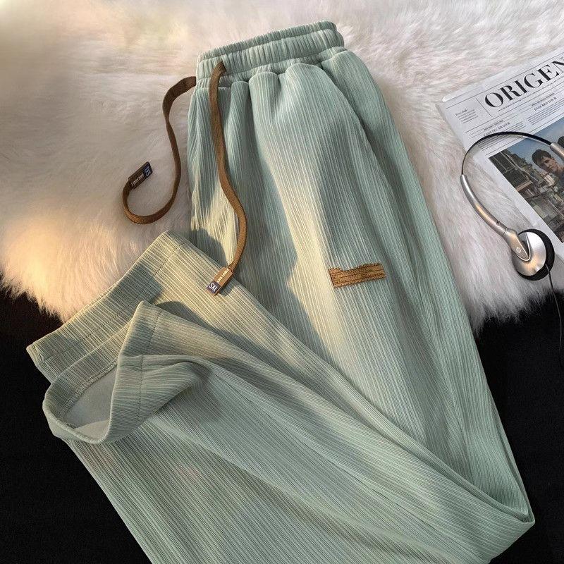 Ice Silk Wide - Leg Pants for Women - Summer Thin Edition Drapey Casual Loose Slimming Straight - Leg Sport Trousers