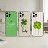 Four L-leaf Clover Phone Case For iPhone 17,16,15,14,13,12,11 Plus,Pro Max,SE4Soft Silicone Black Cover