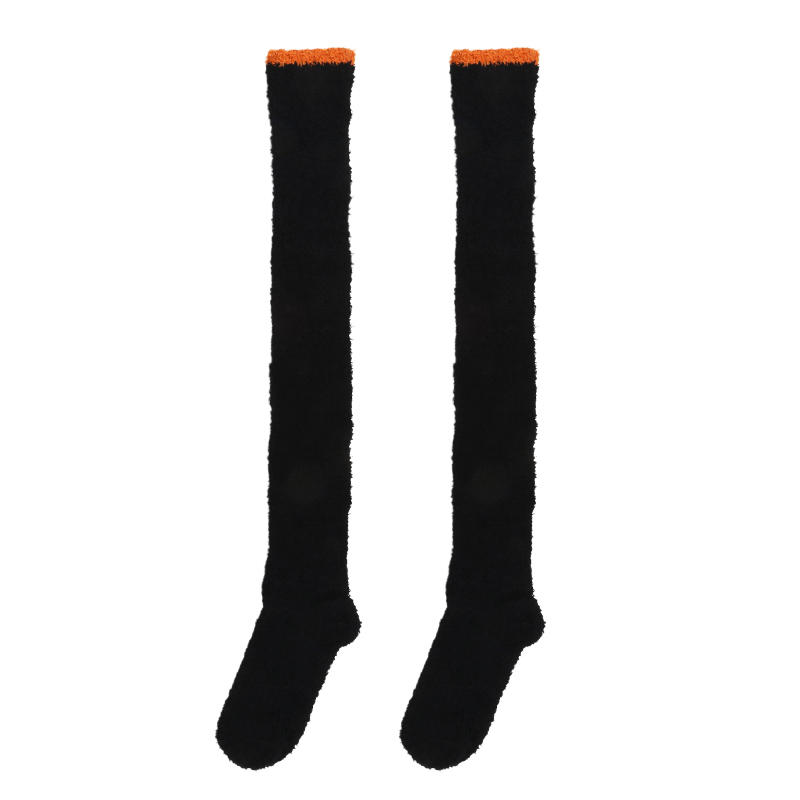 Winter Warm Coral Fleece Over-knee High Socks For Women Plush Home Sleep Floor Long Socking Solid Soft Thigh High Floor Sock