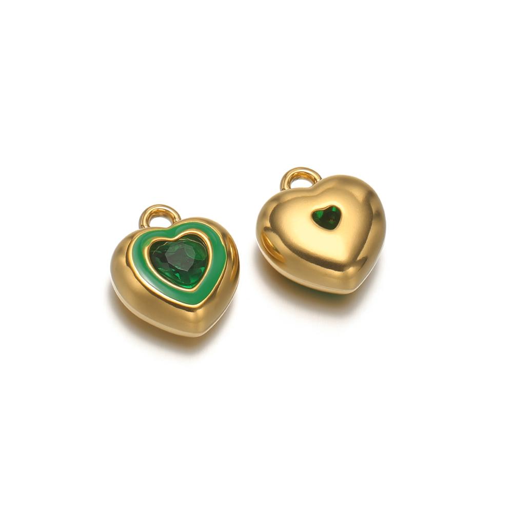 4pcs Stainless Steel Enamel Heart Zirconia Charms for DIY Jewelry Findings Necklace Pendants Bracelet Supplies Earrings Making