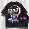2026 Ultima Maglietta Akaza Demon Slayer Oversize Vintage Anime Tee Kimetsu No Yaiba Grafica Maglietta Manga Streetwear