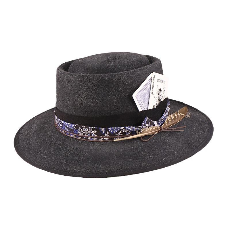 Sombrero Cowboy de Lana Sombrero de Caballero Sombrero de Copa Jazz para Hombre Sombrero de Otoño e Invierno