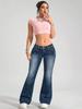 Low-Rise Micro-Flare Blue Jeans for Women - Trendy Slimming Stretch Wide-Leg Pants