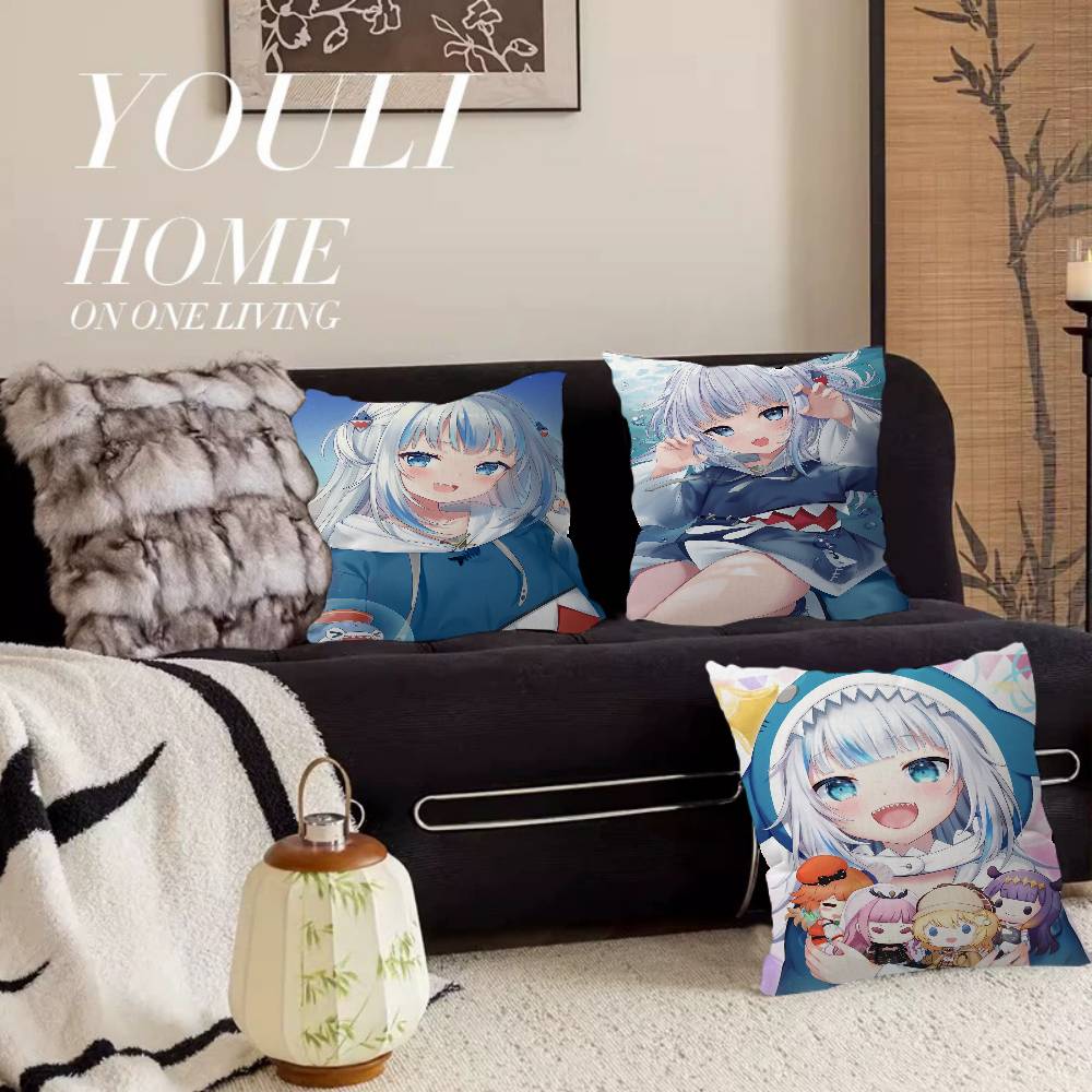 Gawr Gura Kawaii Cushion Cover Pillow Cover Decor Pillowcase Printed Cushion Case for Couch