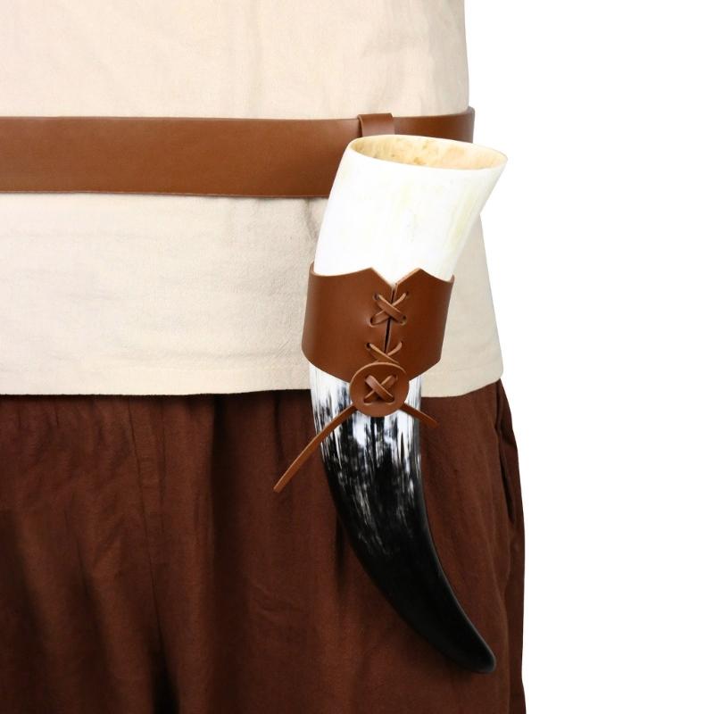 Historical Role Playing Horn Shield Medieval Style PU Leather Cover Ancient Costume Accessory Lightweight Role playing