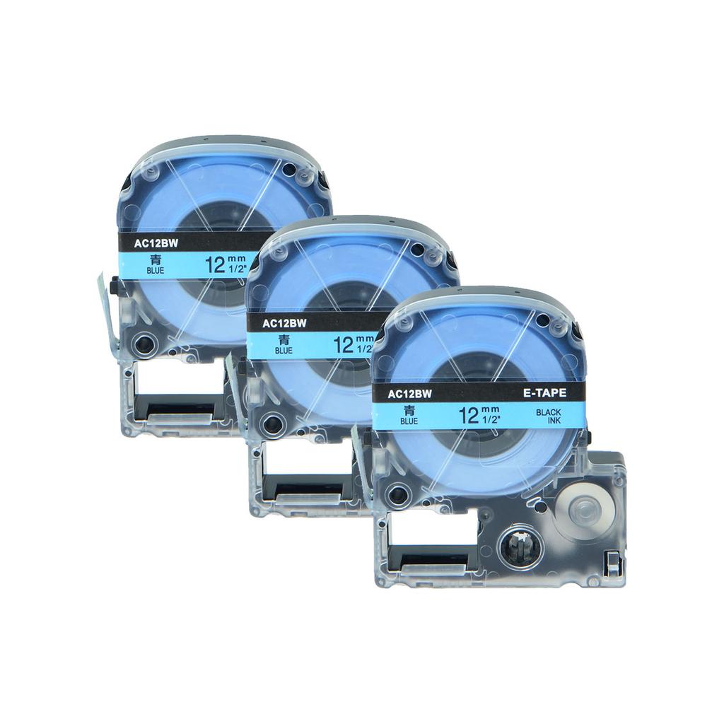 3/5/10PK 12mm Standard Label Tapes Compatible for EPSON LW-400 LK-4WBN SS12KW SS18KW Label Ribbon for KingJim SR230C Label Maker