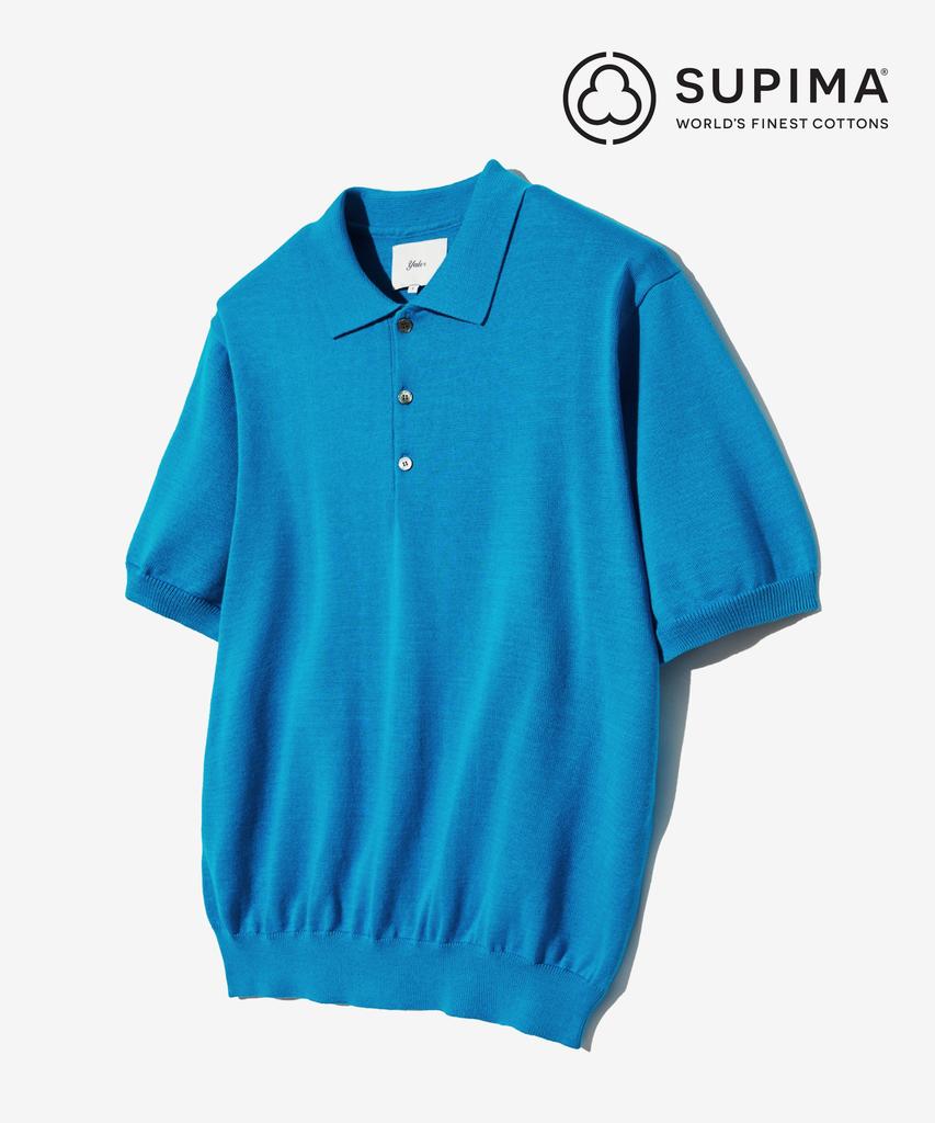 YALE Supima Cotton Short Sleeve Polo Knit Ocean Blue