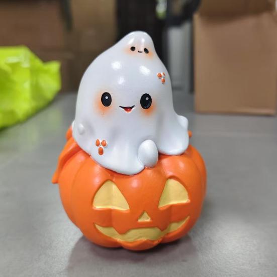 Halloweenská dýně duch figurka pryskyřice strašidelná kreslená socha ducha socha domácí kancelář stolní knihovna sváteční párty dekorace ozdoba