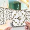 Retro Flower Faux Leather Embossed Tile Sticker: Self-Adhesive Home Decoration Tile for Floors & Walls.