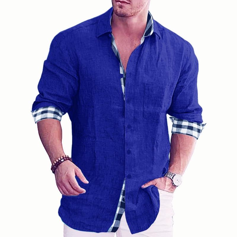 

Men s Shirt Long Sleeve Autumn Casual Men s Cotton and Linen Shirt Men s Shirt Men s 5XL Темно-синій