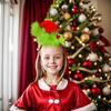 Women Headband Christmas Hat Plush Decor Red Green Striped Hair