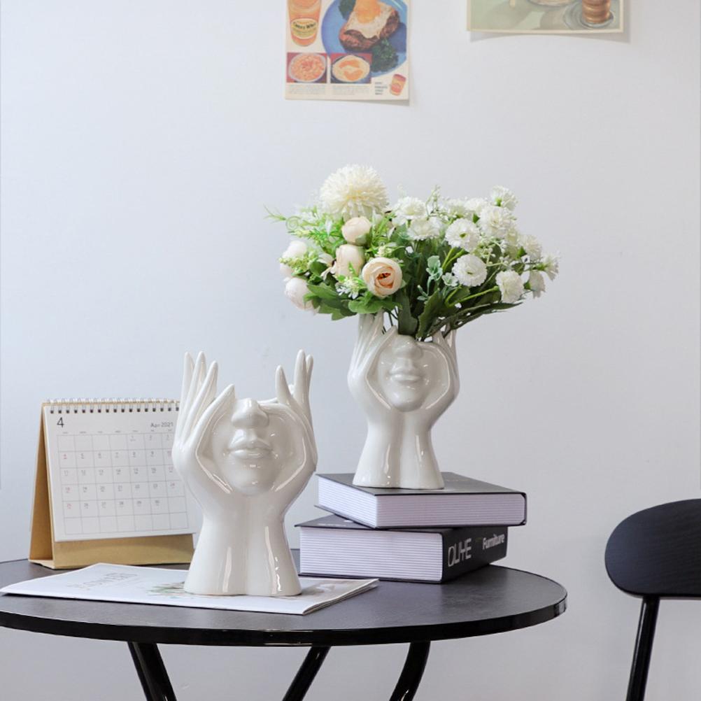 Minimalist Face Ceramic Vase Art Sculpture Home Decor Flower Arrangement Centerpiece Modern Living Room Ornament Gift