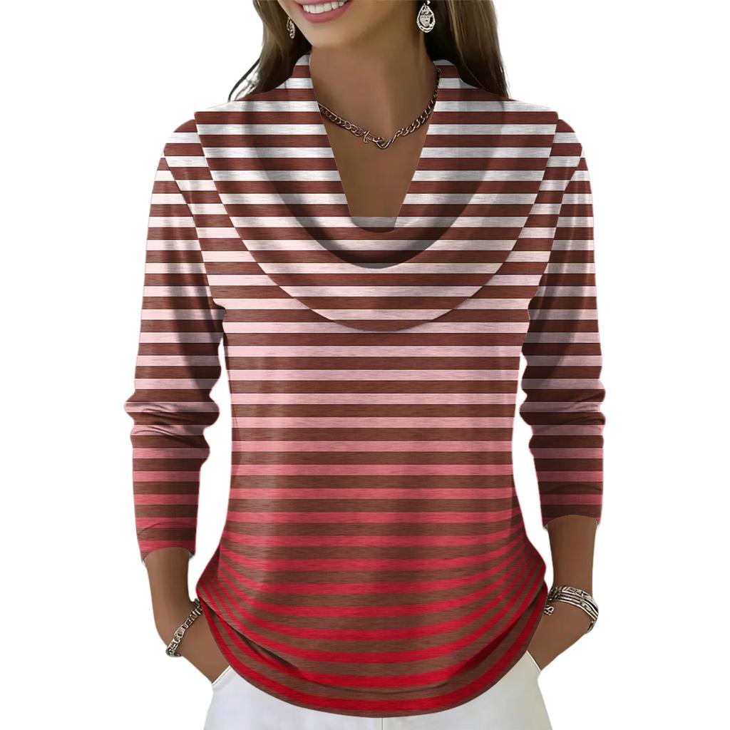 Women's Casual And Fashionable Round Neck Long Sleeved Printed Top Sweater