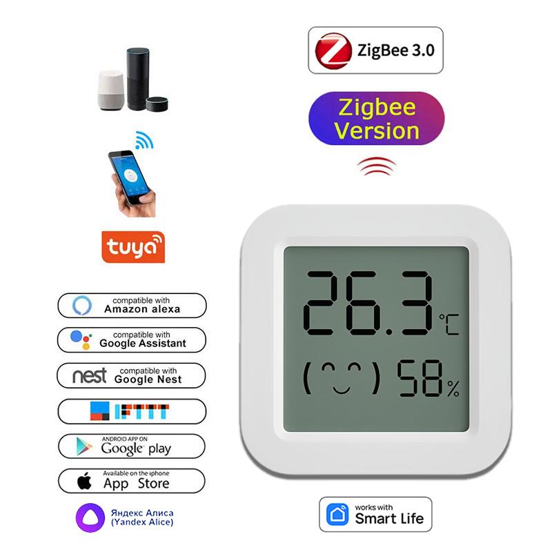 Zigbee Temperature Humidity Sensor For Smart Home LCD Screen Works With Tuya Alexa Google Home APP Smart Life Tuya Smart Yandex