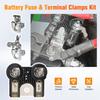 3-Hole Brass Battery Term Clamps 200A 120A Fuse Kit W/ Nut For 2011-2014 Ford F-150 AL3Z-14526-AA BT4Z-14450-AA AE5Z14526BA