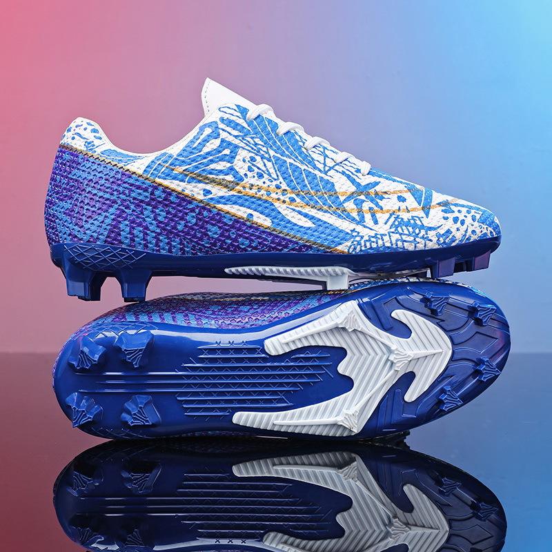 Football Shoes Low Top Blue and White Porcelain Spikes Youth Professional Training Shoes Large Size Sports Shoes