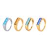 Fashion Natural Stone Signet Ring for Men Women, Gold Plated Stainless Steel Punk Ring, Unisex Finger Jewelry Gift for Him