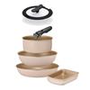Evercook Fit Pfannenset, 7-teiliges Set, für Induktions- und Gasherd geeignet [500 Tage Garantie] PFOA-frei, PFOS-frei, Abnehmbar, Elfenbein, evercook fit,