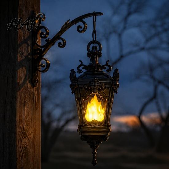 Reusable Halloween Table Centerpieces 3D Printed Gothic Flickering Flame Lantern, Vintage LED Wall Sconce Decor, Flameless Candle Lights Hanging