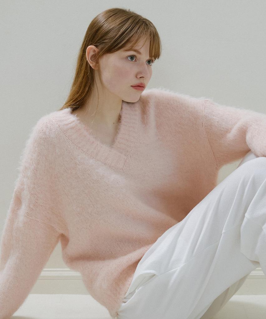 LETTERA Alpaca Wool V-Neck Knit_2Color