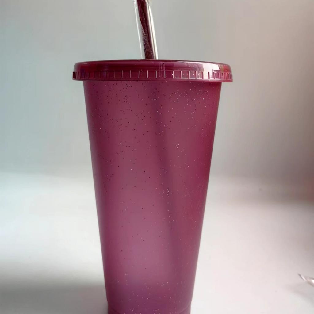 1PCS Flash Powder Tumbler with Straw Reusable Hard Plastic Cups for Party Girl BPA FREE Water Bottles Wholesale Holiday Gifts