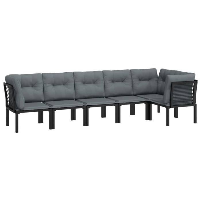 VidaXL Garden Lounge Set 6 Pcs, Patio Furniture Set, Outdoor Furniture, Patio Chair, Modern, Black and Grey 3187755
