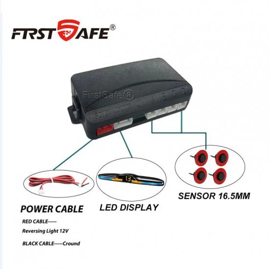 Reverse radar, voice broadcast LED display 4 sensors 16.8mm radar detection system backlight display