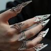 2025 New Punk Metal Nail Cap Bone Ring Gothic Rock Fingertip Ring Multi Layer Ring Role Playing Jewelry Set Gift
