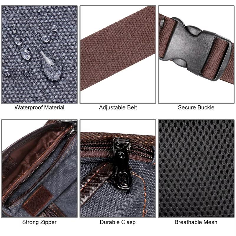 Men's Motorcycle Bag Waterproof Portable Canvas Motorcycle Drop Leg Bag Multifunctional Outdoor Sport Riding Waist Shoulder Bag
