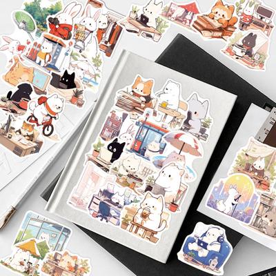 50ks/sada Cartoon Animal Sticker Neopakující se samolepicí vodotěsný kryt na telefon Potřeby pro kutily na zavazadla Skateboard Laptop Scrapbook