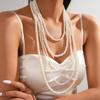 Baroque Retro Imitation Pearl Beaded Multi-layer Sweater Chain Elegant Necklace