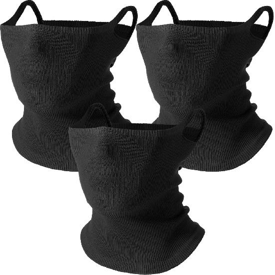 Cuffbow 3-pack Ear-hook Face Mask & Neck Warmer, Half Ski Mask for Windproof Thermal Neck Good for Outdoor Activities чёрный