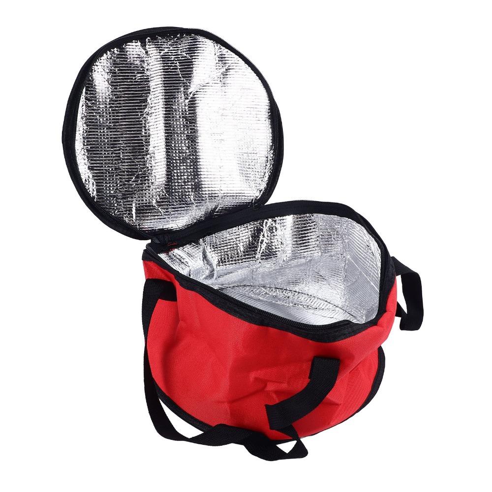 Oxford Cloth Material Insulated Casserole Carrier 11x7in Size Round Reusable Cooler Bag Zippered Foldable Round Insulated Bag