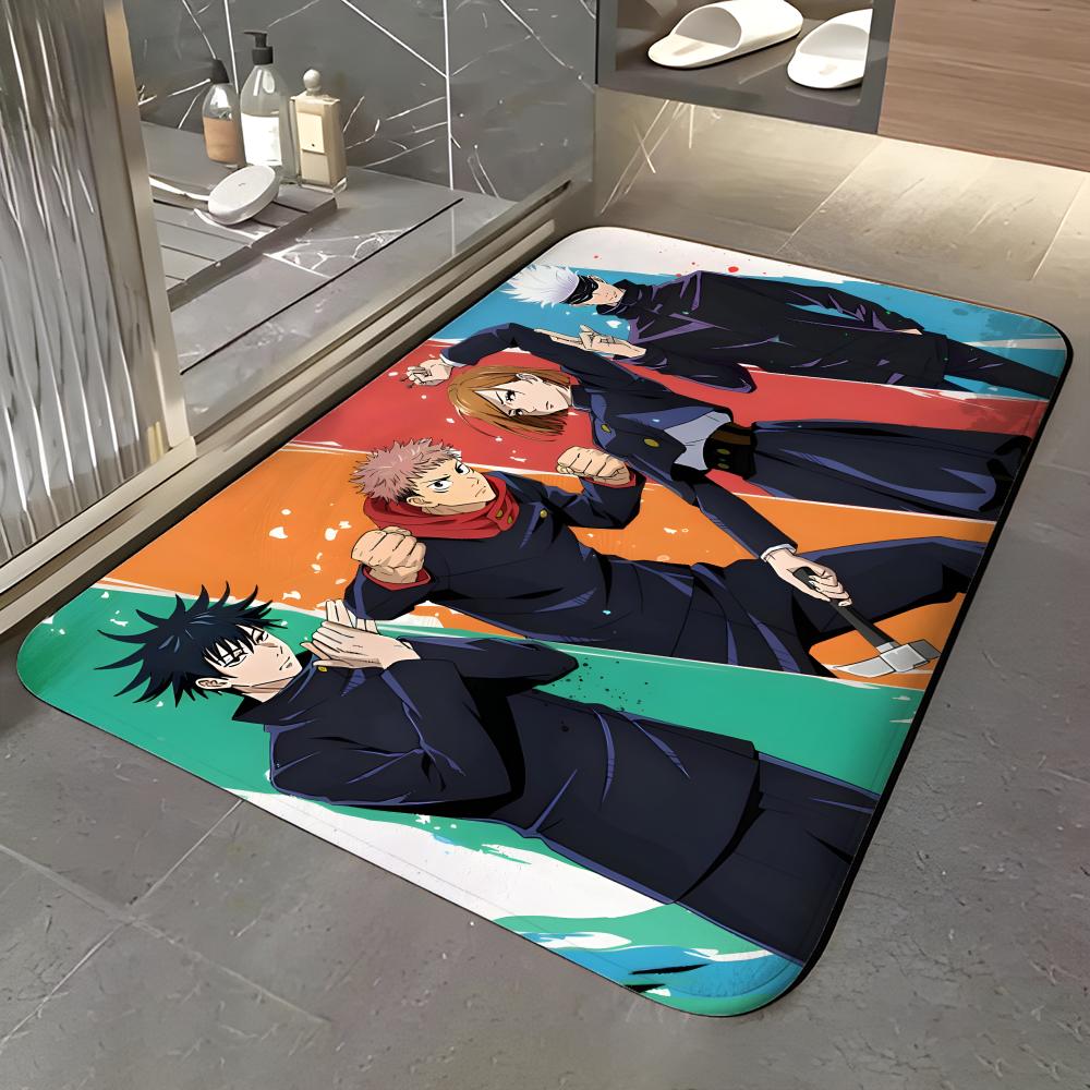 

anime J-Jujutsu Kaisen Floor Mat Soft Flannel Entrance Door Mat Non Slip Absorbent Bathroom Bedroom Floor Rug 40x60cm