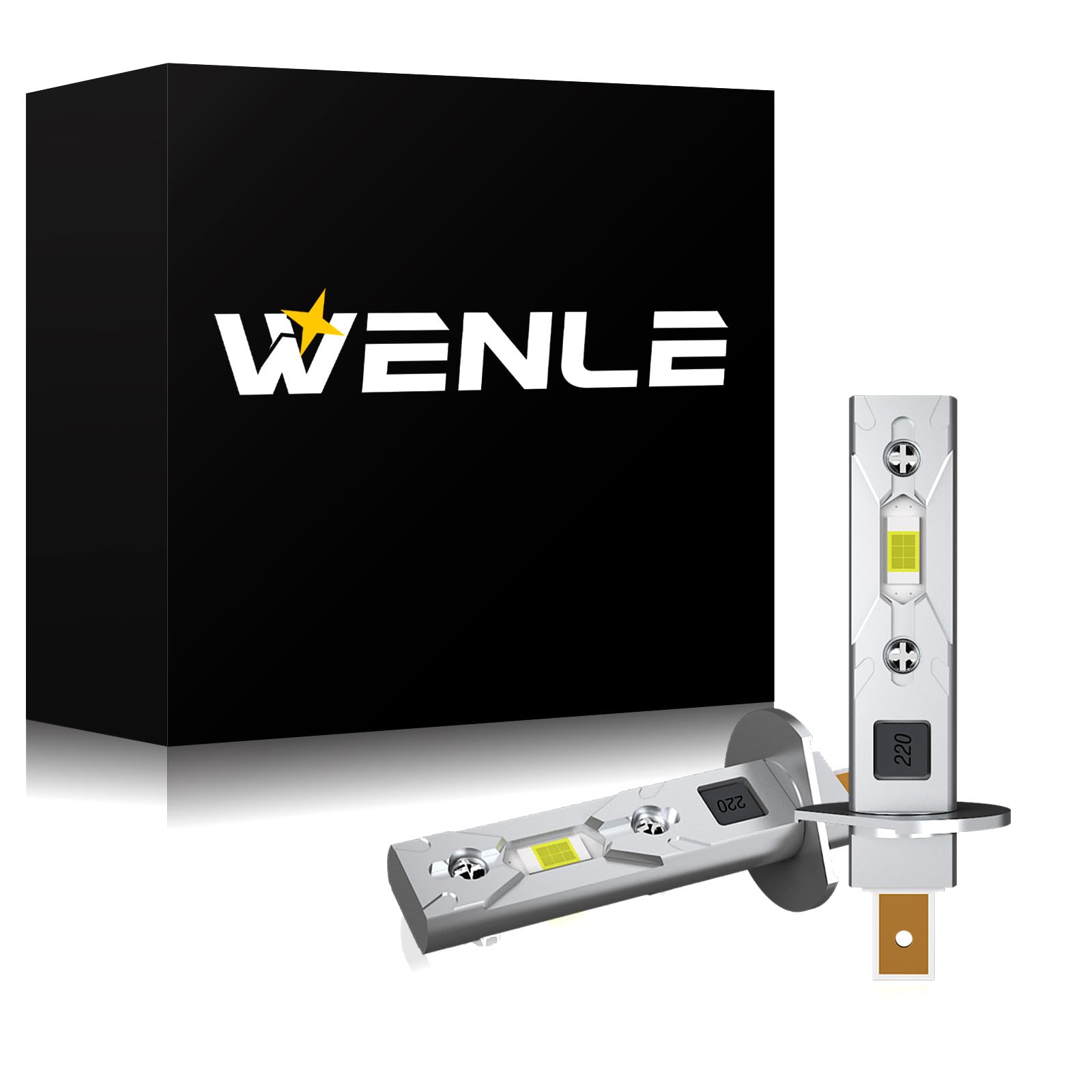 

WENLE Сверхкомпактная светодиодная фара H1 противотуманная фара для грузовика 6000K белая совместимая с новым H1 белый