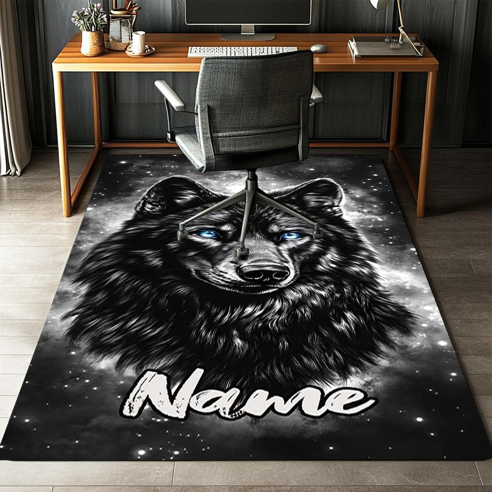 Custom Name Wolf Printed Carpet,Rug for Office Chair Living Room Bedroom Kitchen Room Decor Gifts.