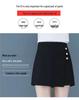 Women's High-Waisted Black A-Line Culottes: Spring/Summer 2026 Versatile Wide-Leg Casual Shorts.