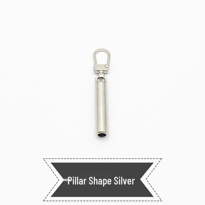 Detachable Zipper Pull Tab Replacement for Jackets - Tool-Free Installation, Pillar Shape.