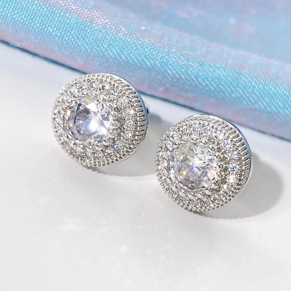 2025 Geometric Circle Shining with Bright Zircon Earrings, Suitable for Men's and Women's Fashion Jewelry