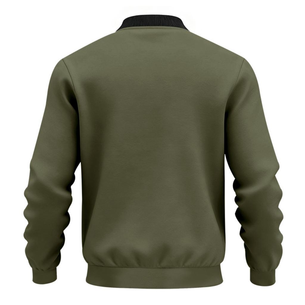 Men's Color Jacket with Zipper Front and Collar Casual Flight Jacket for Everyday Wear
