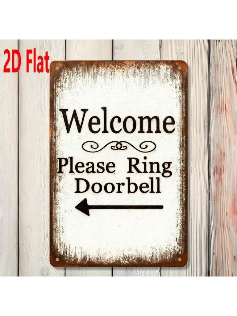 Please Ring Doorbell Metal Arrow Sign Wall Decor Outdoor Garden