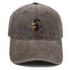 Vintage Washed Black Cat Holding Pizza Embroidery Baseball Cap Unisex Adjustable Brim Dad Hat Pet Lover Casual Outdoor Sun Hat