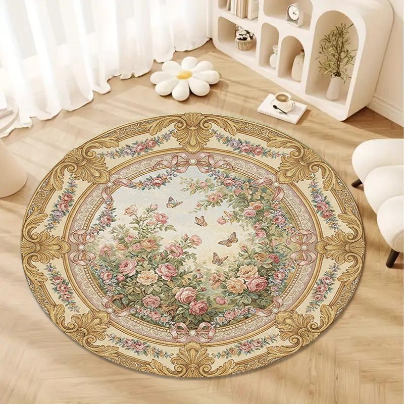 Rose Gorgeous Round Area Rug,Carpet Rug for Living Room Bedroom Sofa Playroom Decor,Non-slip Floor Mat62