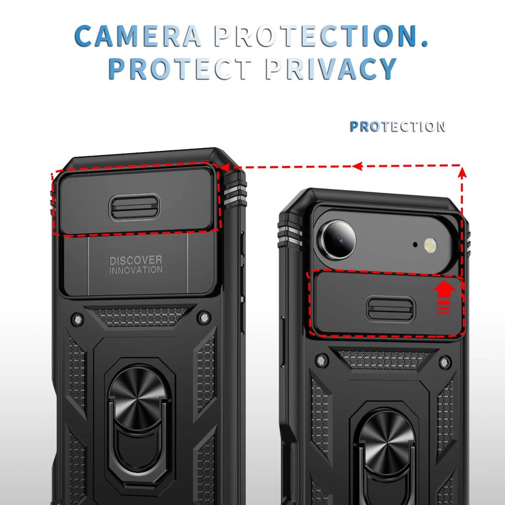 For Iphone17 Kickstand Ring Slide Lens Protection 3 In 1 Hard Case for Iphone 17 Air 16 Pro Max 16e Plus Iphone17 Iphone16