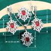 Personalisierte 925 Silber Schmuck Sets für Frauen Hochzeit Rot Zirkon Armband Ohrringe Halskette Anhänger Ring Urlaub Geschenke