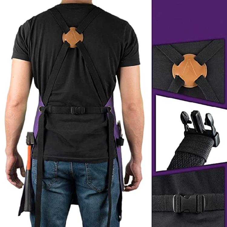 Robuste Arbeits-Schürze, Baumwoll-Canvas, Verstellbare Kreuz-Rückenbänder, Unisex