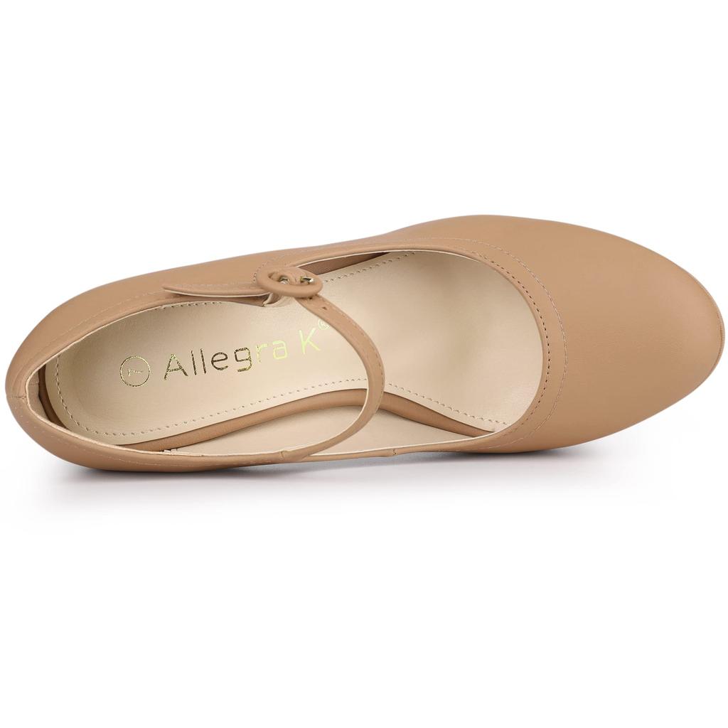 Allegra K Women's Platform Stiletto Heel Round Toe Pumps, Skin Tone, Size 24.0cm