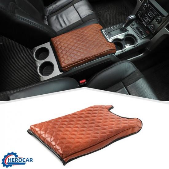 Central Armrest Box Cover Storage Bag Cushion Pad For Ford F-150 2009-2014 Brown