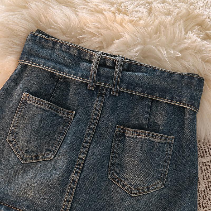 Unikalna Klasyczna Wszechstronna Noszona Trwała Krótka Spódniczka z Wysokim Stanem Casualowa Spódnica Ołówkowa Spodnie A Krojona Super Damska Letnia Moda Denimowa Krótka Spódniczka